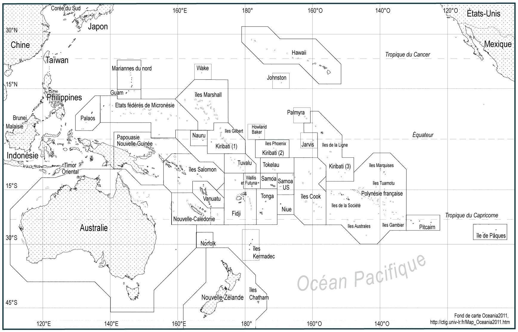Carte administrative de l'Océanie Carte administrative de l'Océanie