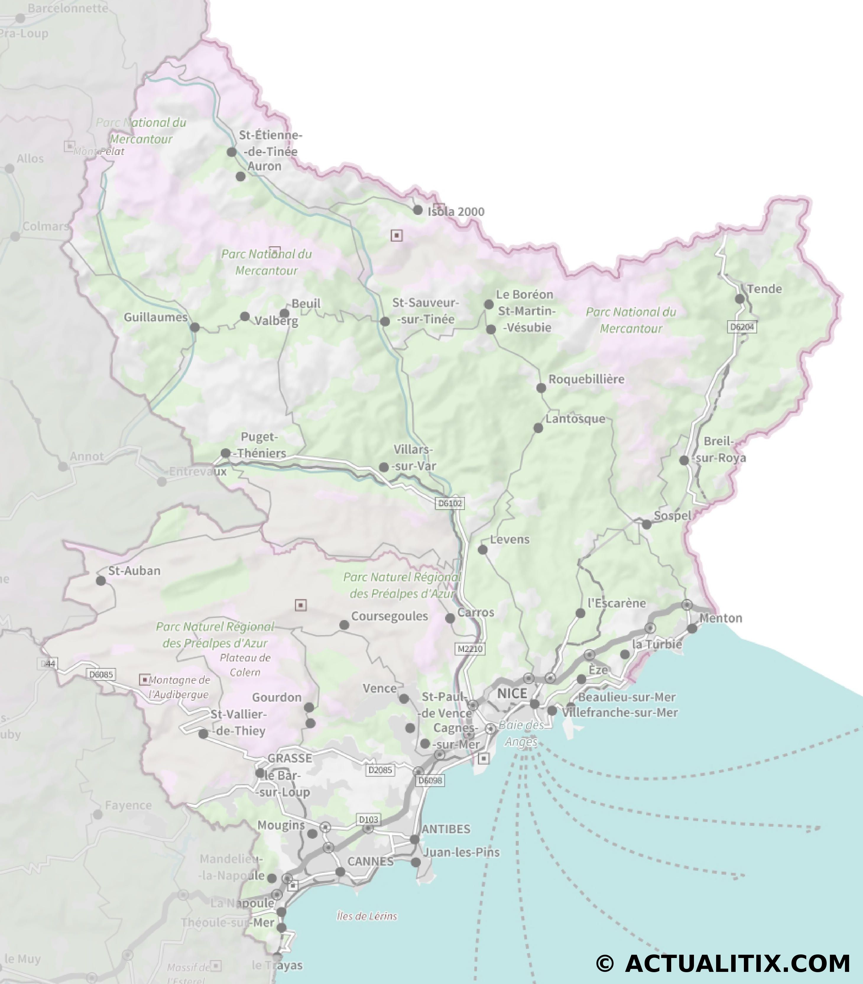 carte region alpes maritimes
