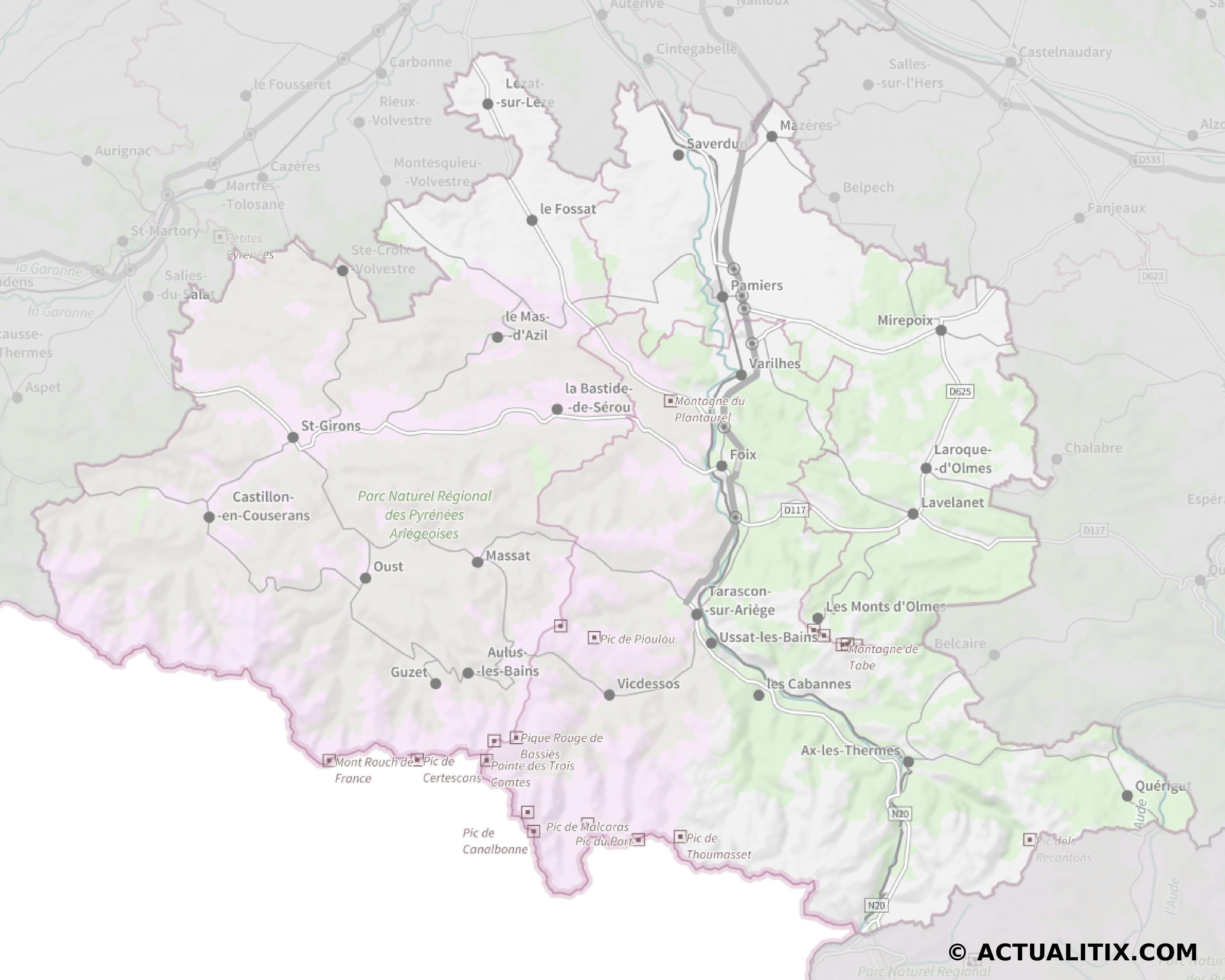 carte géographique de lariège