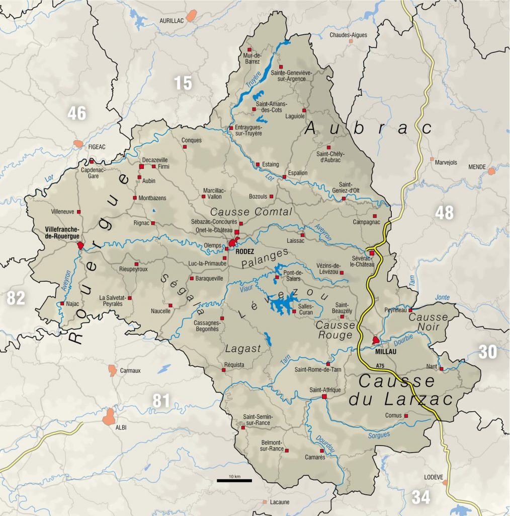 Carte de l'Aveyron Aveyron carte des villes, politique, sites