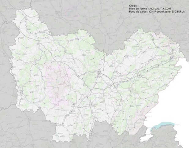 Carte de la Bourgogne-Franche-Comté