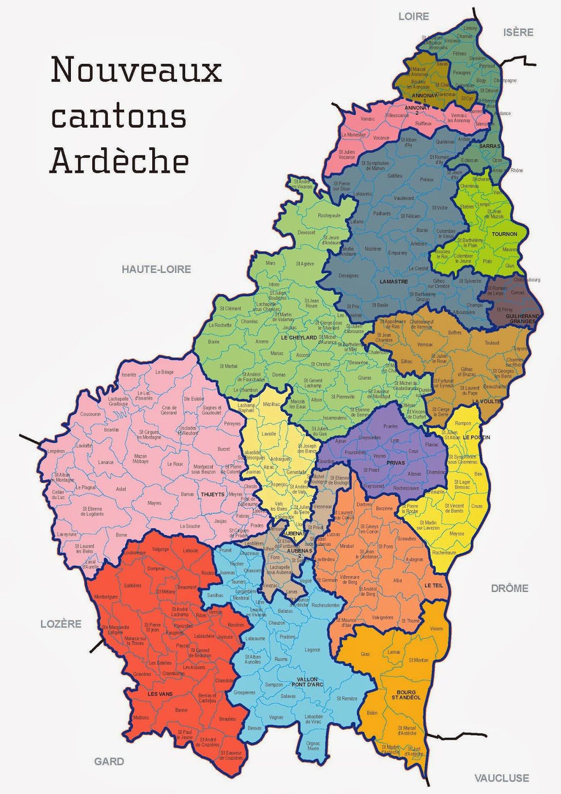 Carte Cantons Ardeche 