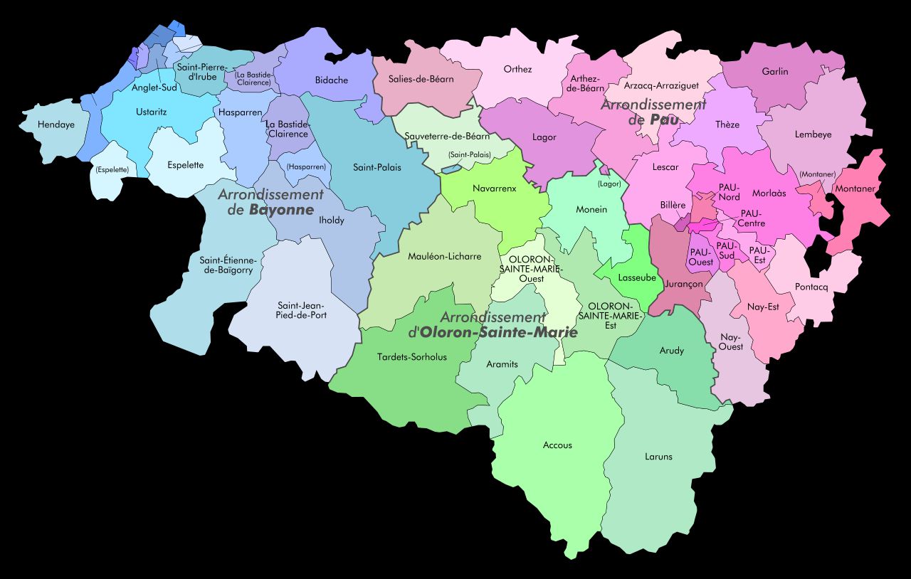 Carte des cantons des Pyrénées-Atlantiques Carte des cantons des Pyrénées-Atlantiques