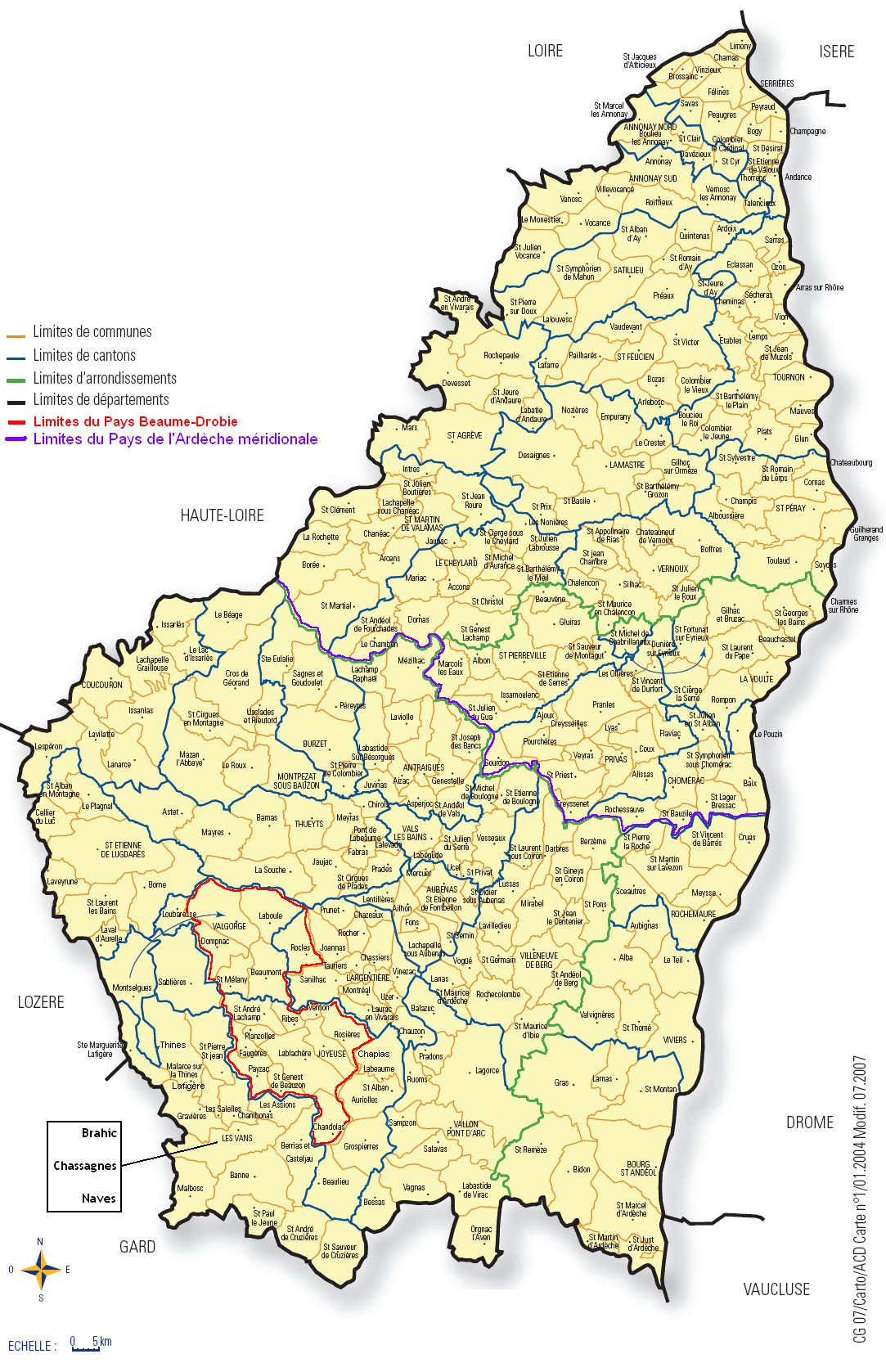 ardeche carte geographique