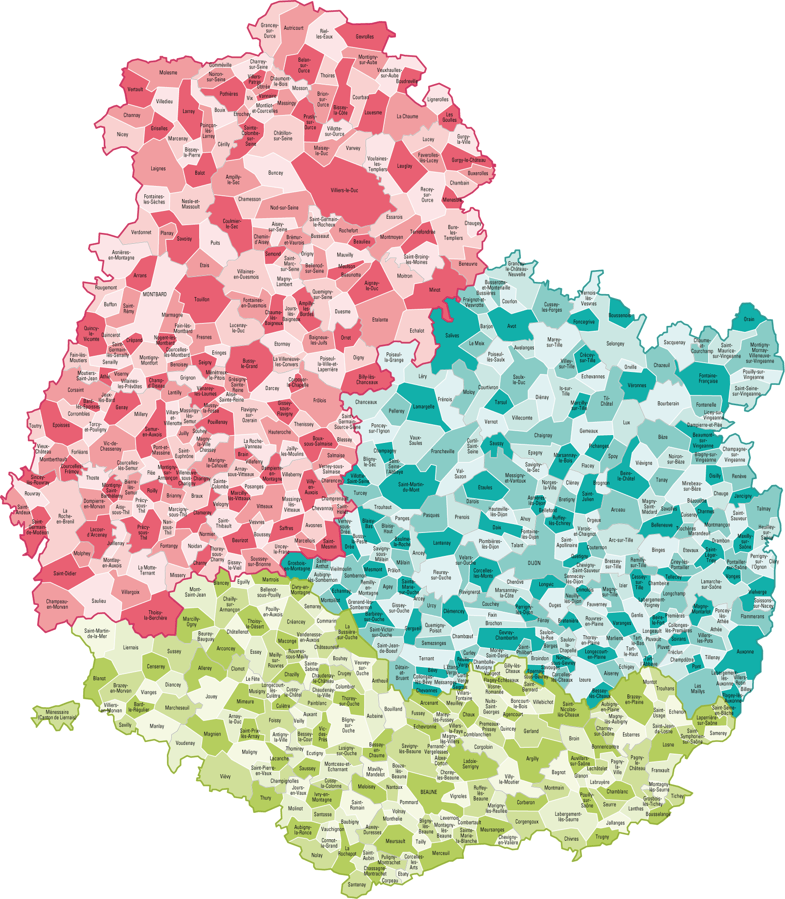 Carte de la Côted'Or Côted'Or carte des villes, communes, relief