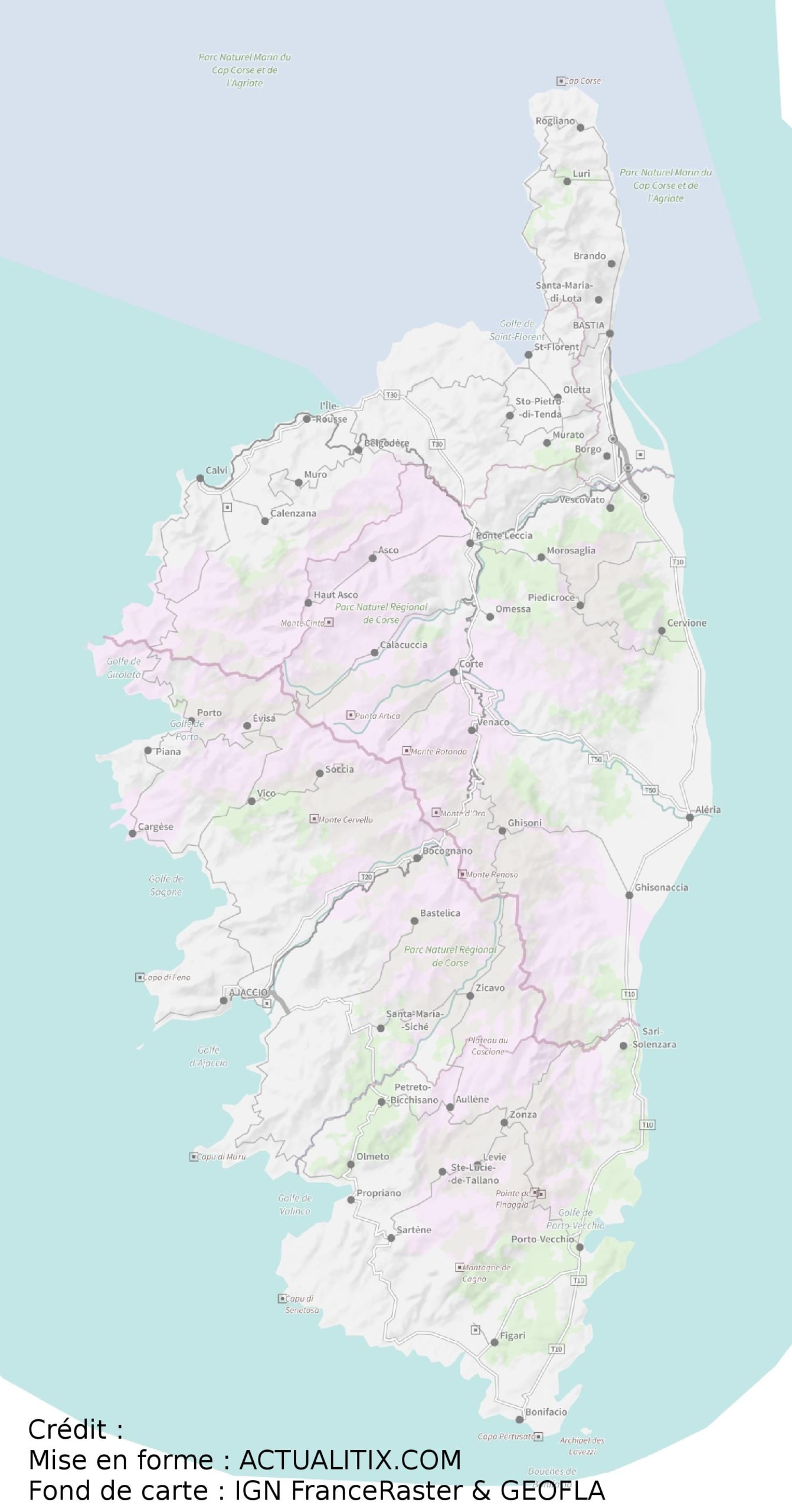 carte corse du sud à imprimer