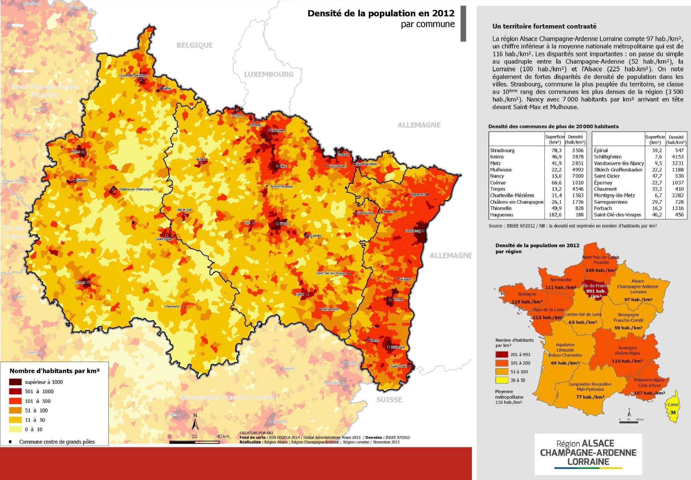 Carte de la densité de population du Grand Est Carte de la densité de population du Grand Est