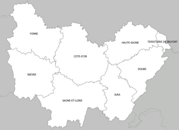 Carte des départements de Bourgogne-Franche-Comté