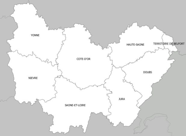 Carte des départements de Bourgogne-Franche-Comté Carte des départements de Bourgogne-Franche-Comté
