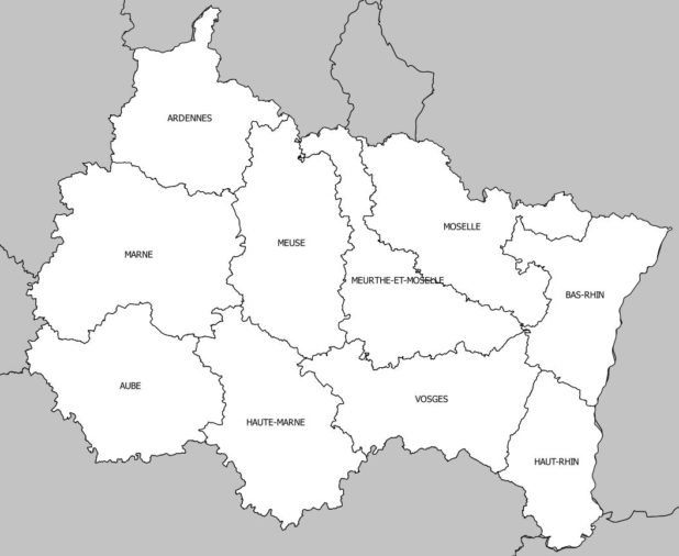 Carte des départements de la région Grand Est