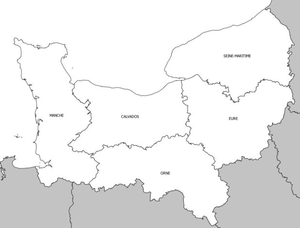 Carte des départements de la région Normandie