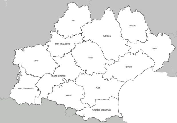 Carte des départements de l'Occitanie Carte des départements de l'Occitanie