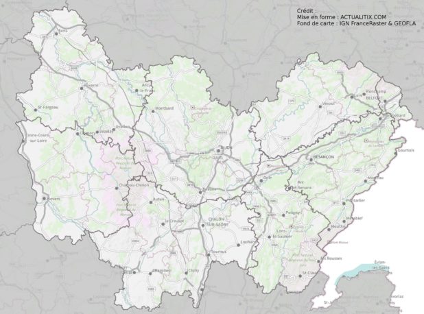 Carte détaillé de la Bourgogne-Franche-Comté Carte détaillé de la Bourgogne-Franche-Comté