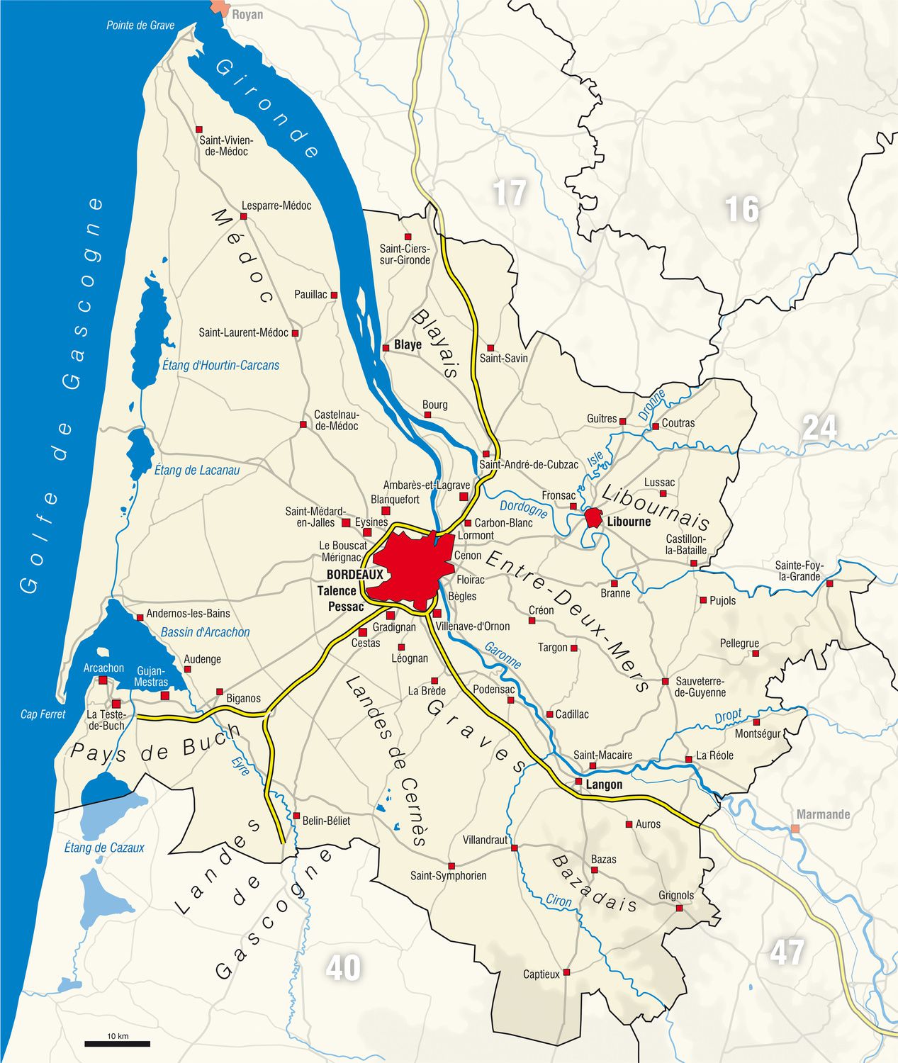 département de la gironde carte de france