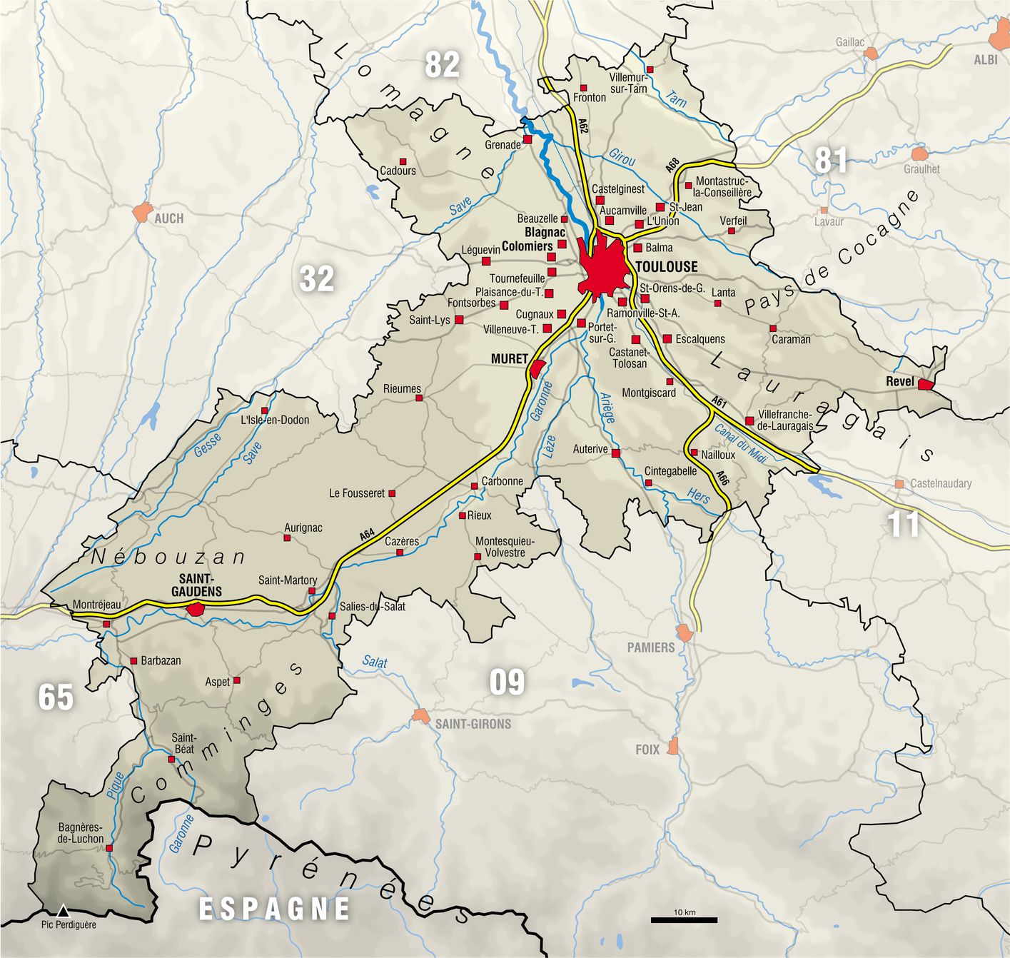 carte ariege et haute garonne