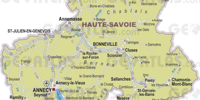 Carte de la Haute-Savoie - Haute-Savoie carte des villes, relief, tourisme