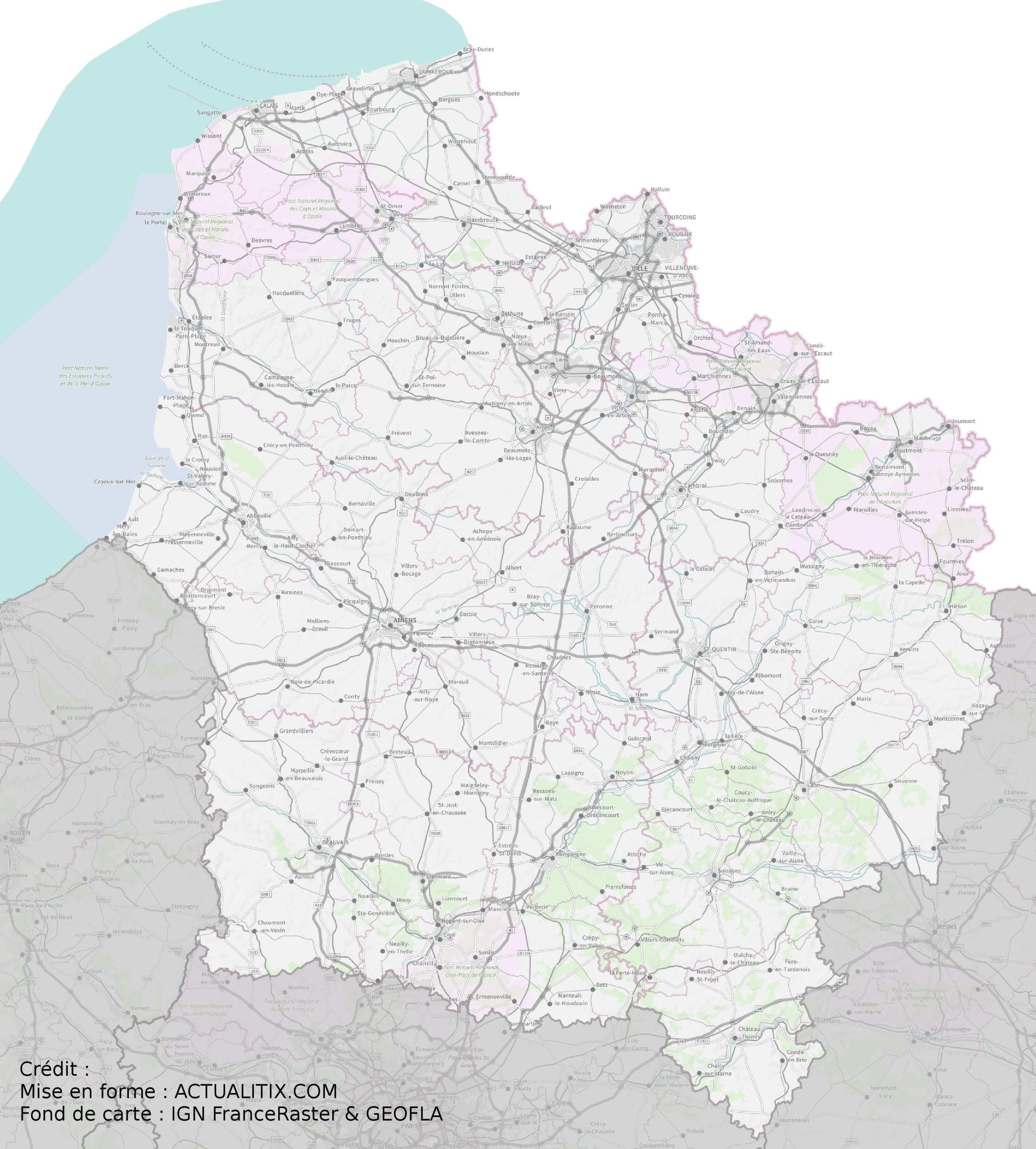 Carte des Hauts-de-France