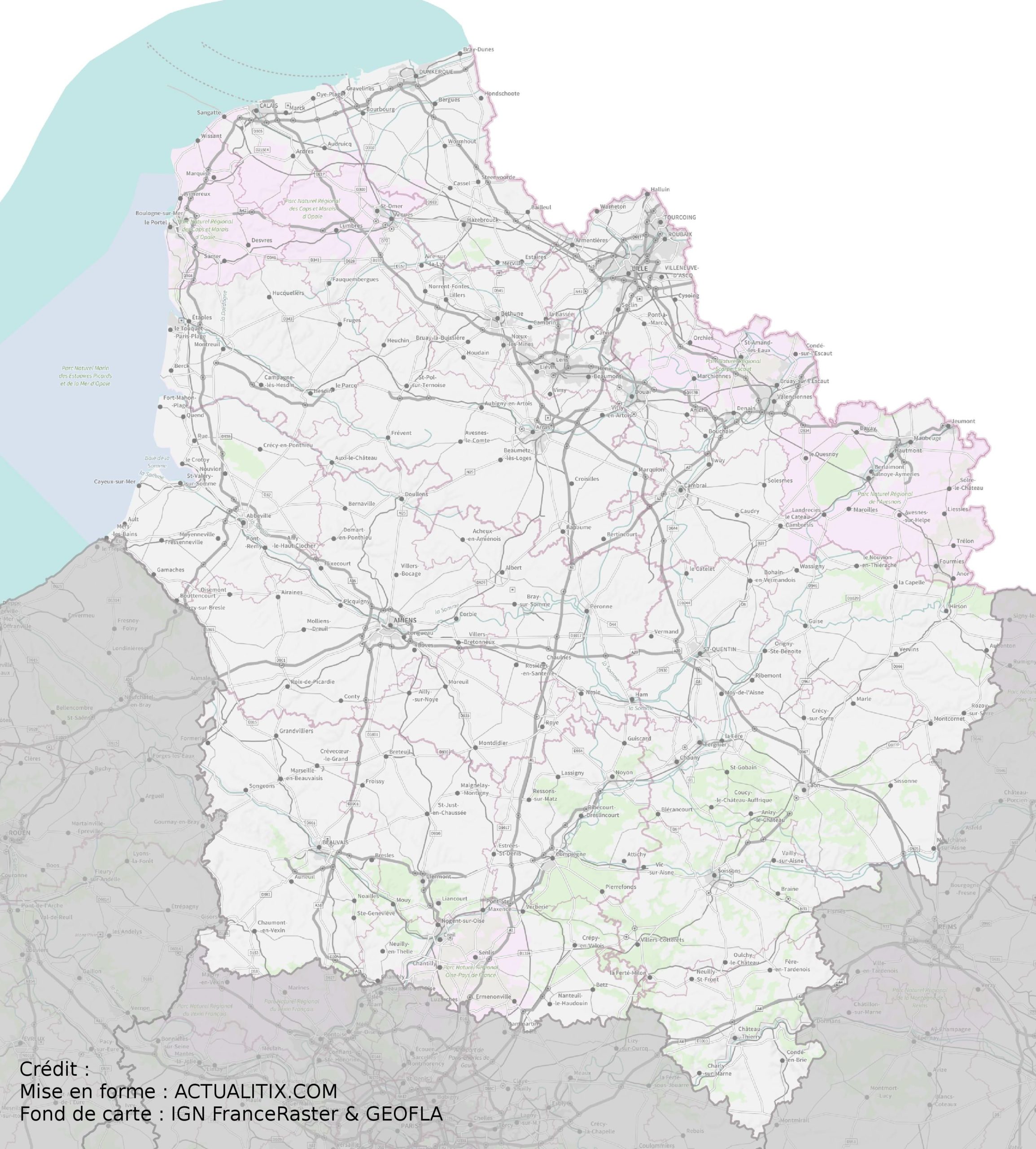 carte des hauts de france détaillée