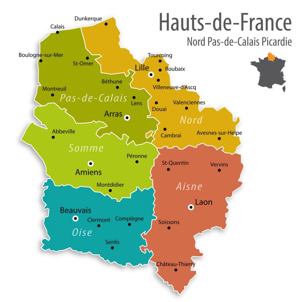 Carte des villes des Hauts-de-France Carte des villes des Hauts-de-France