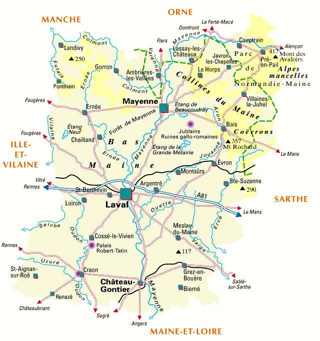Carte de la Mayenne - Politique Carte de la Mayenne - Politique