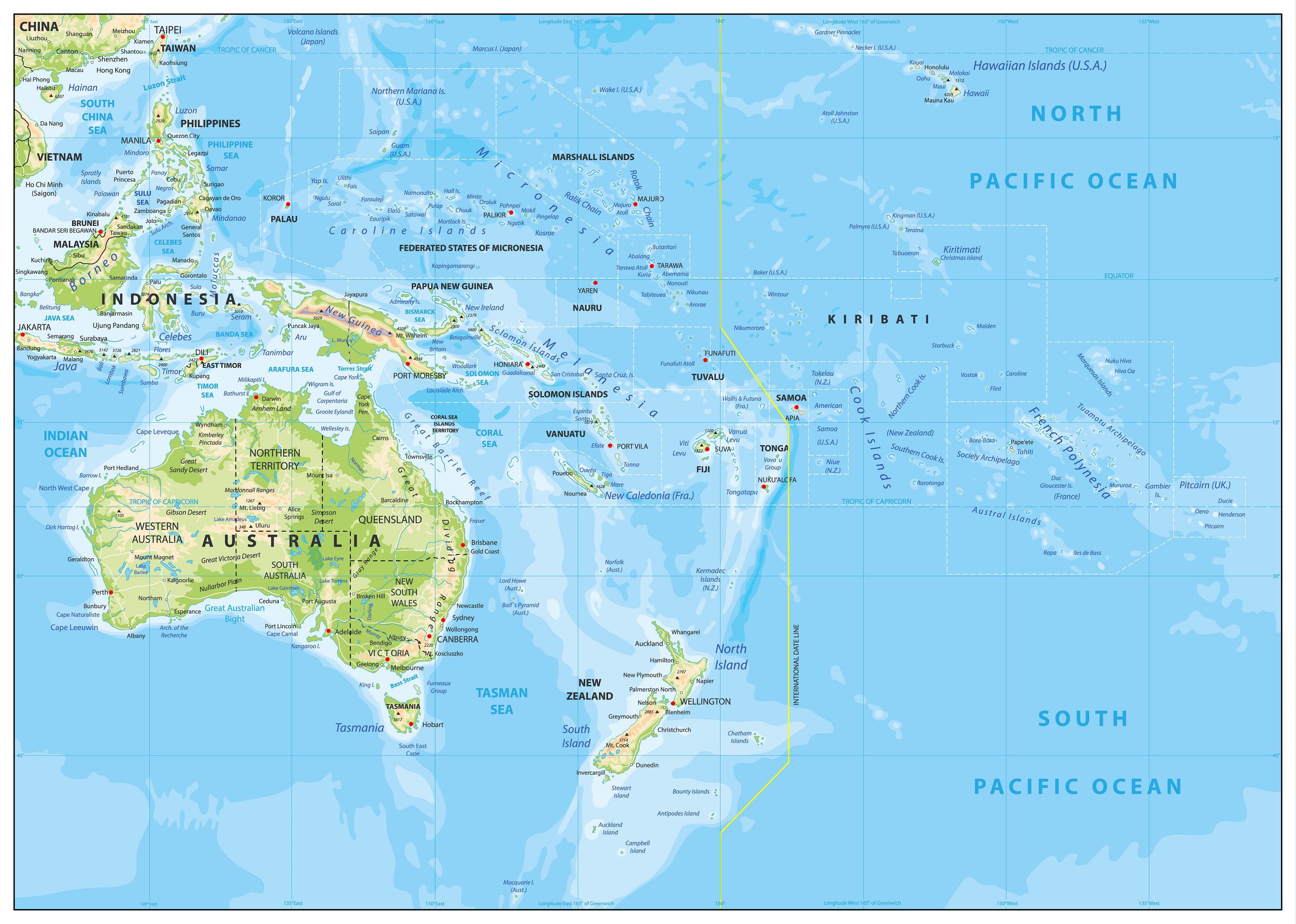 Carte De Locéanie Océanie Cartes Des Pays îles Villes