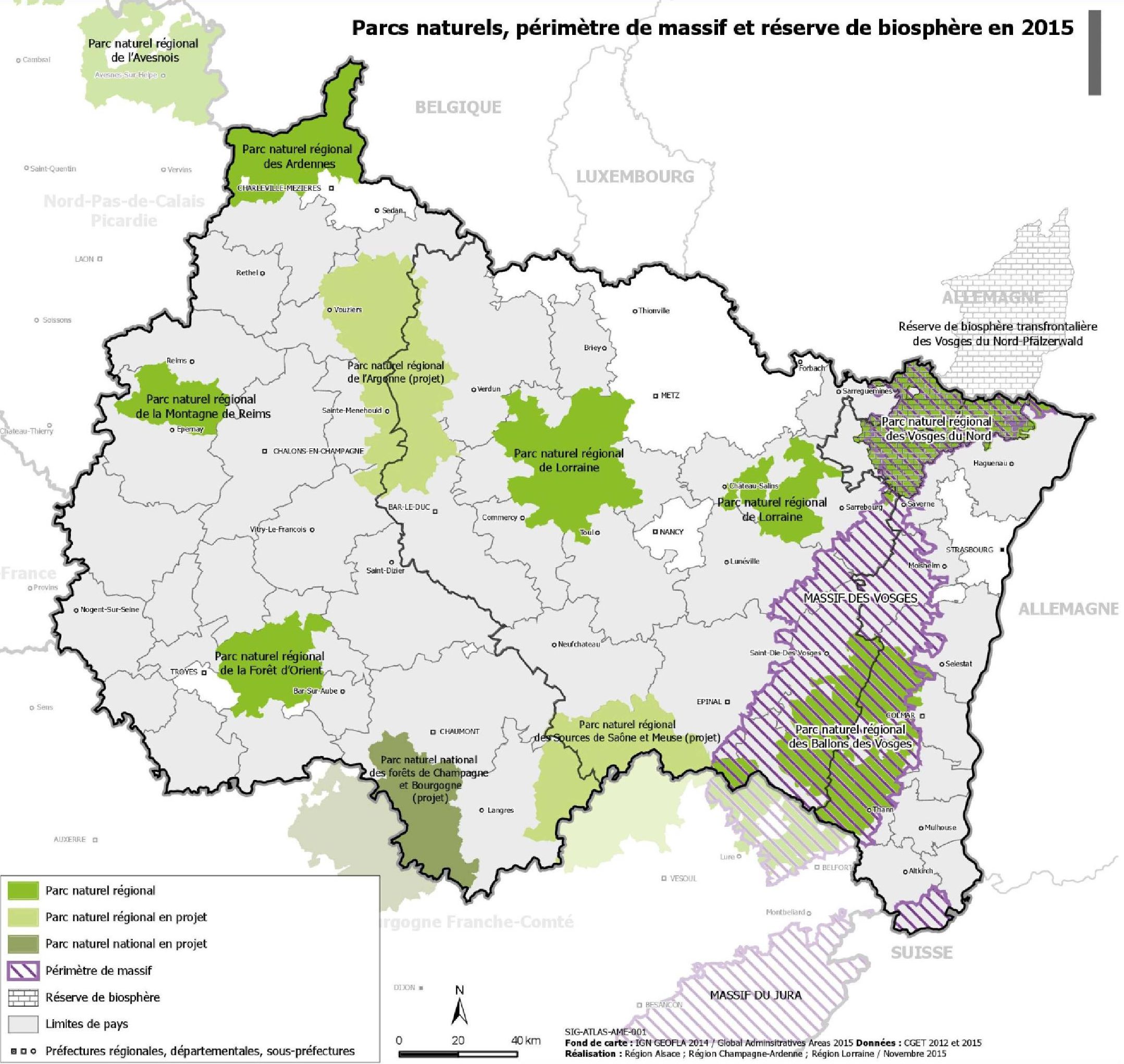 Carte des parcs naturels du Grand Est Carte des parcs naturels du Grand Est