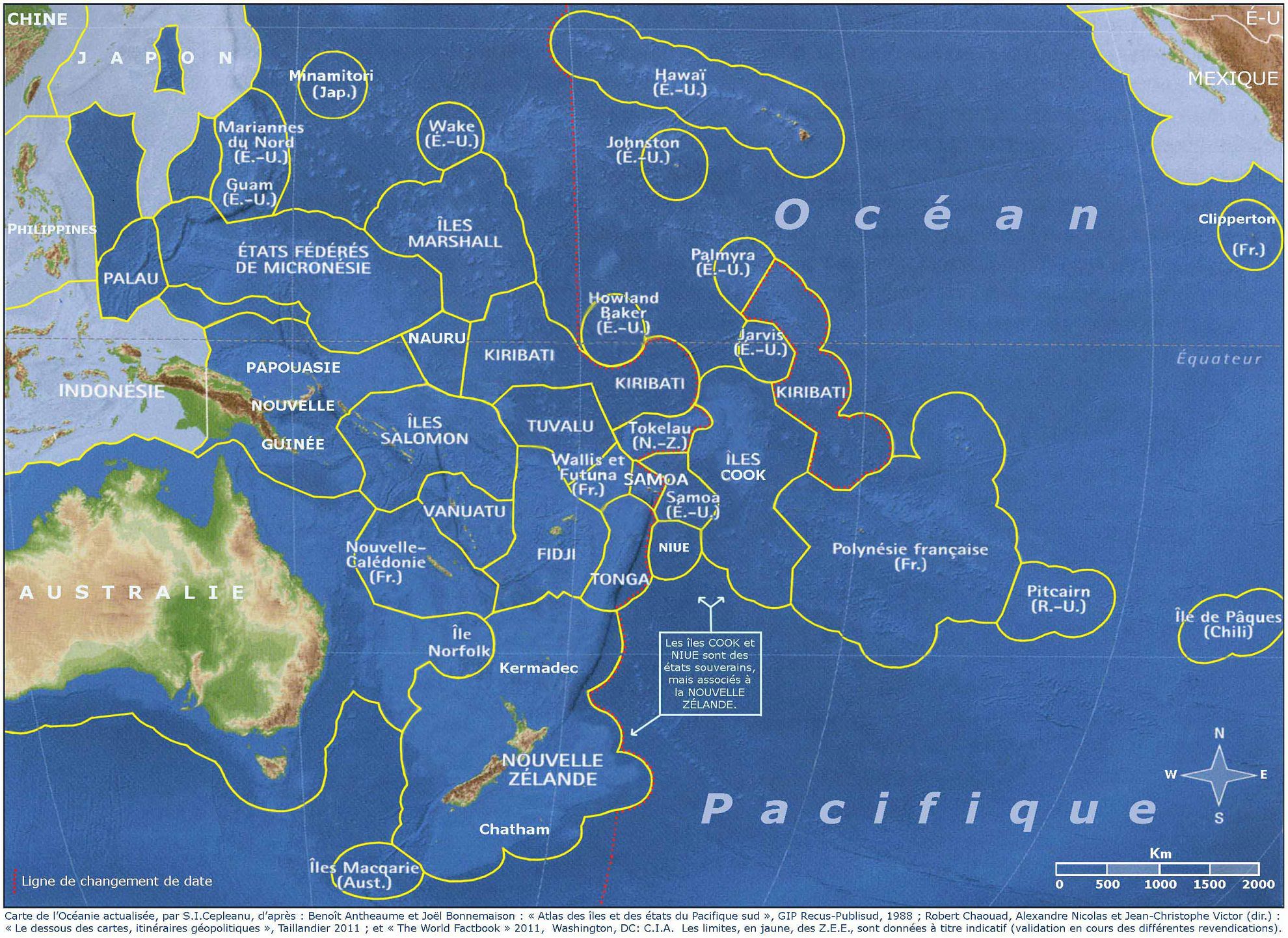 Carte des pays de l'Océanie Carte des pays de l'Océanie