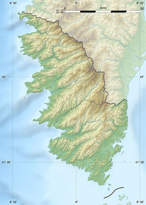 Carte du relief de la Corse-du-Sud Carte du relief de la Corse-du-Sud