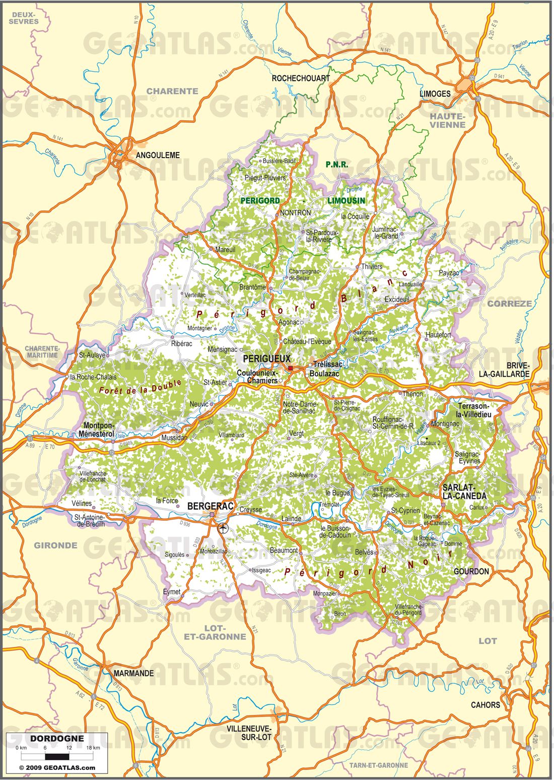 carte détaillée département dordogne