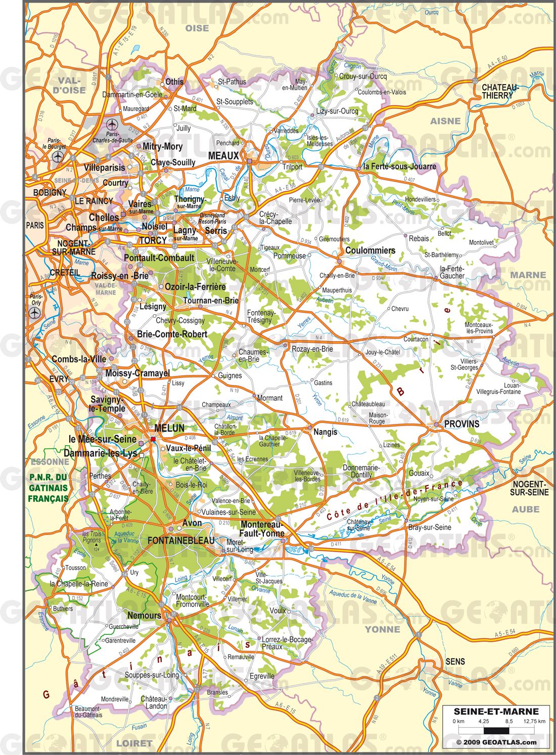 carte détaillée du 77 seine et marne