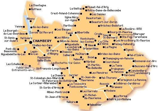 Carte simple de la Savoie Carte simple de la Savoie