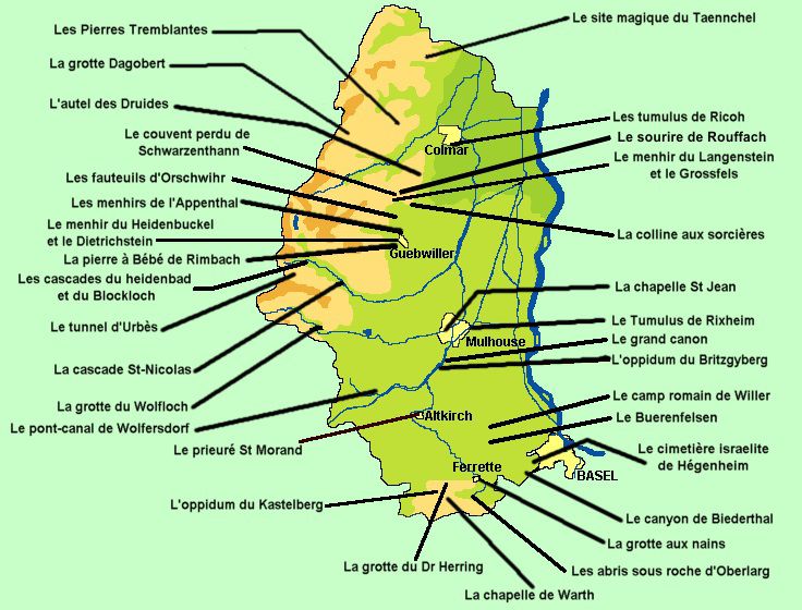 Carte des sites touristiques du Haut-Rhin Carte des sites touristiques du Haut-Rhin