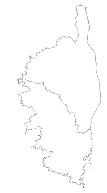 Carte vierge des départements de la Corse