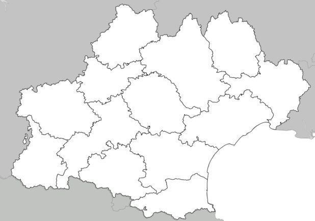 Carte vierge avec départements de l'Occitanie Carte vierge avec départements de l'Occitanie