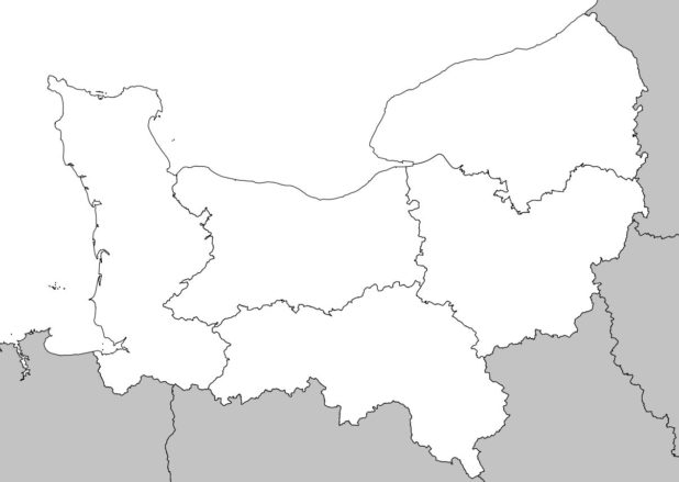 Carte vierge de la Normandie avec départements Carte vierge de la Normandie avec départements