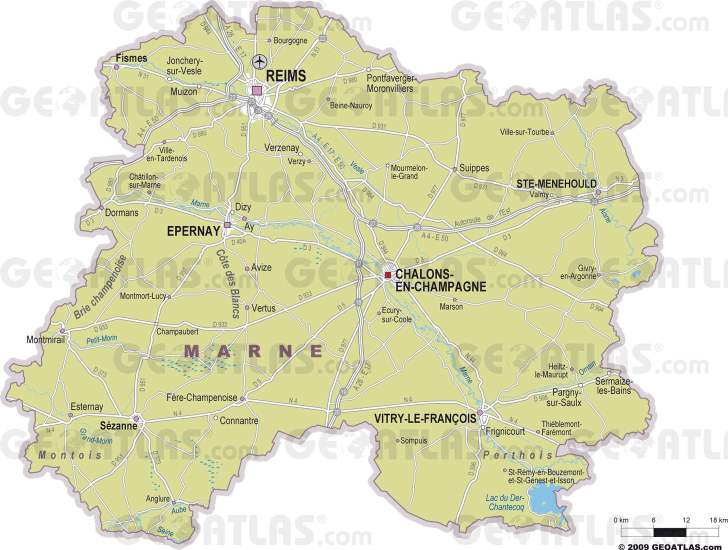 Carte des villes de la Marne Carte des villes de la Marne