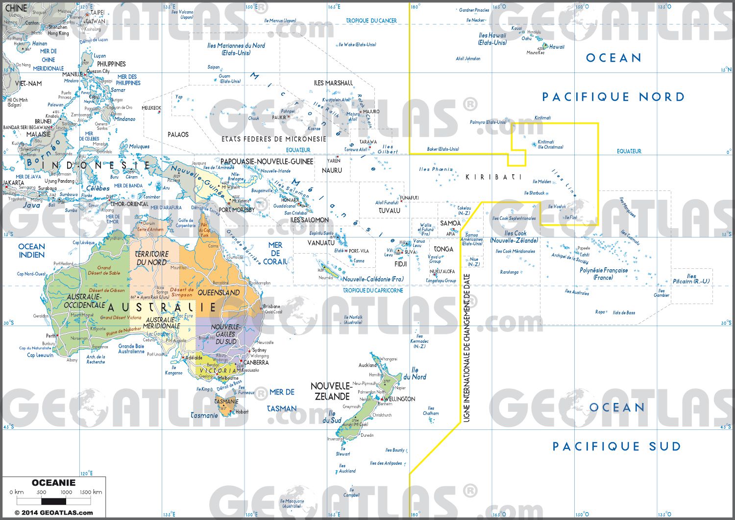 Carte des villes de l'Océanie Carte des villes de l'Océanie