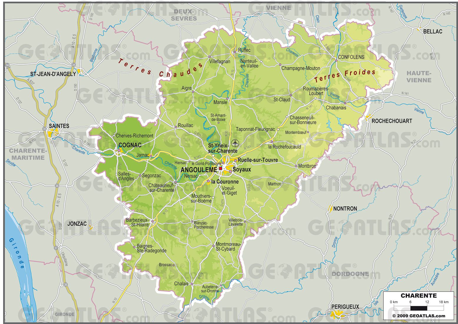 Carte de la Charente Carte de la Charente