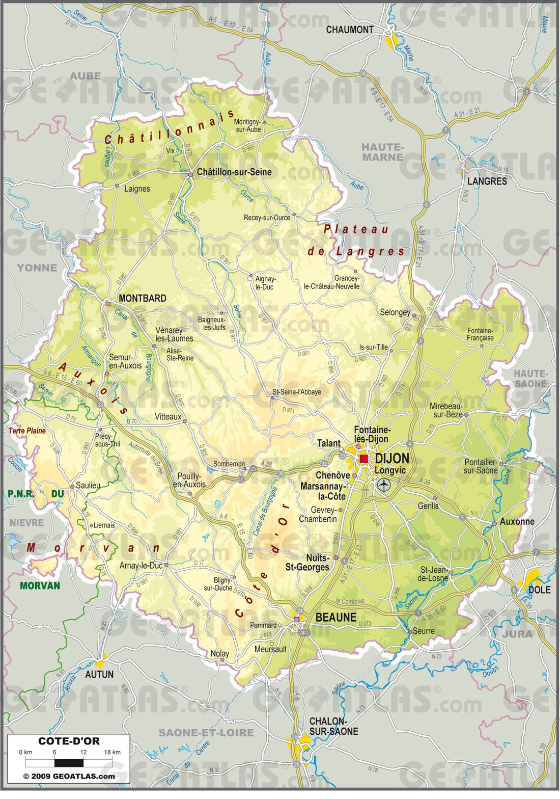 Carte de la Côte-d'Or Carte de la Côte-d'Or