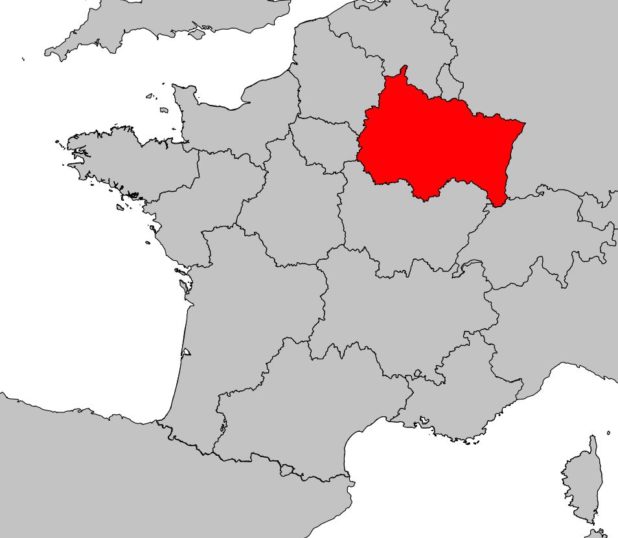 Région Grand Est sur une carte de France