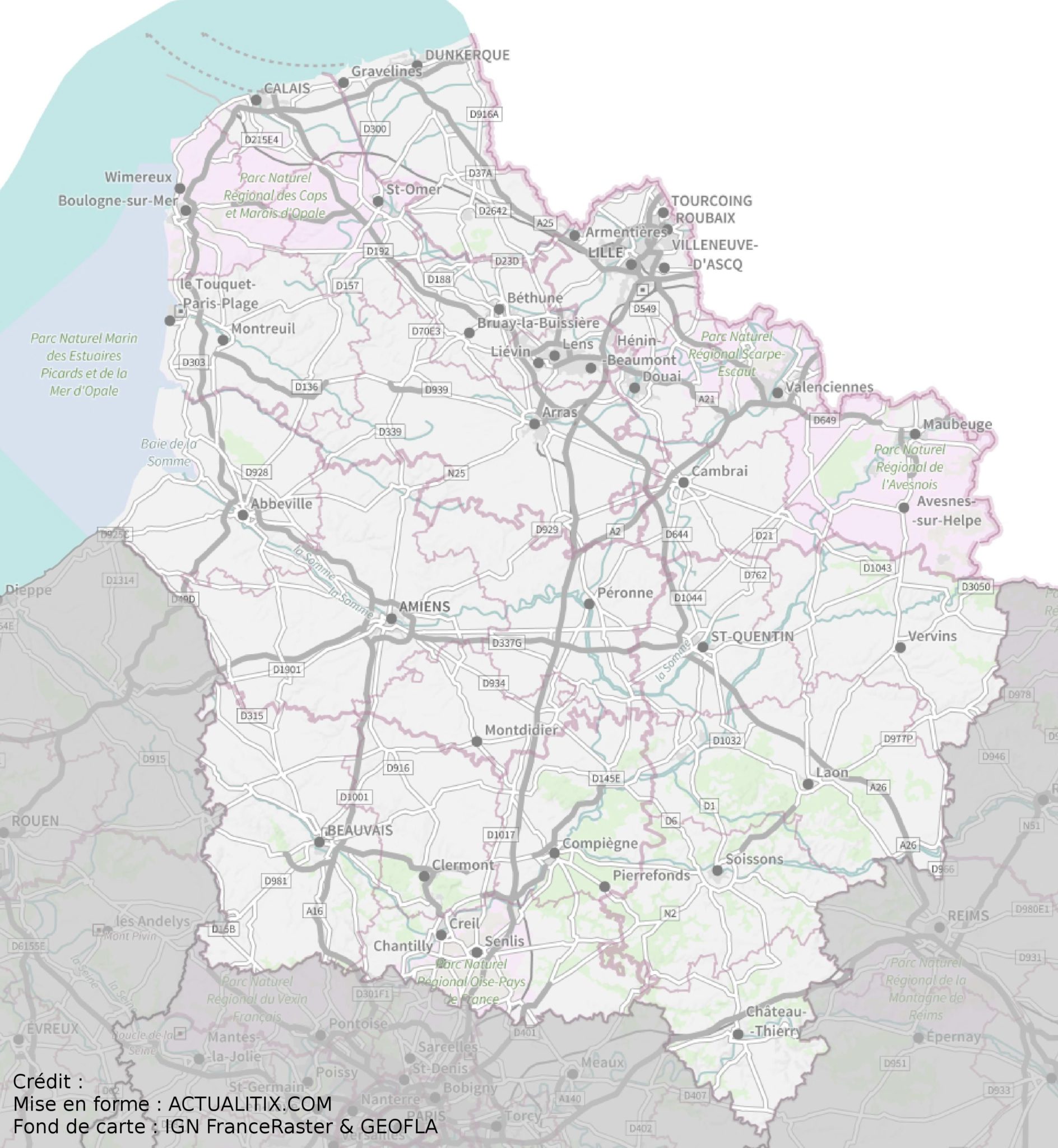 Carte des hautsdeFrance HautsdeFrance carte des villes, départements, politique...