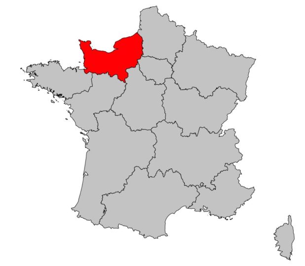 Normandie sur une carte de France