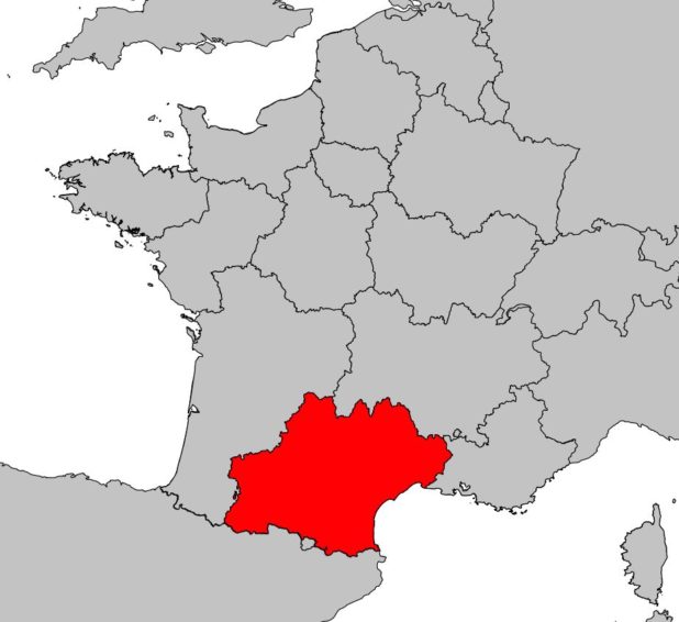 Région de l'Occitanie sur une carte de France