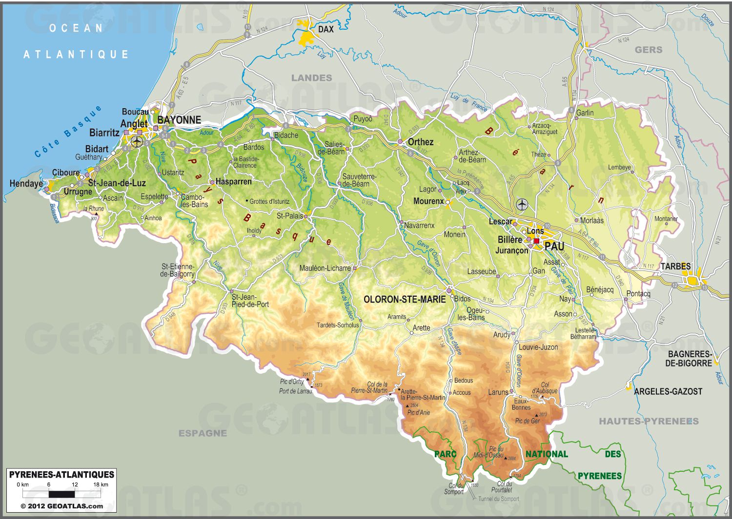 Pyrénées-Atlantiques carte Pyrénées-Atlantiques carte