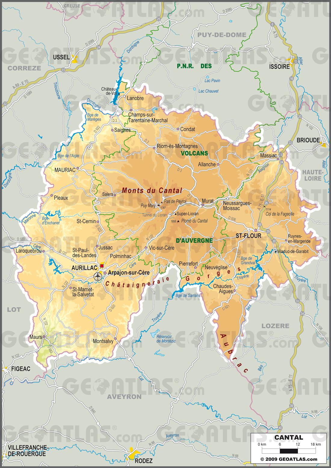 Carte du Cantal Carte du Cantal