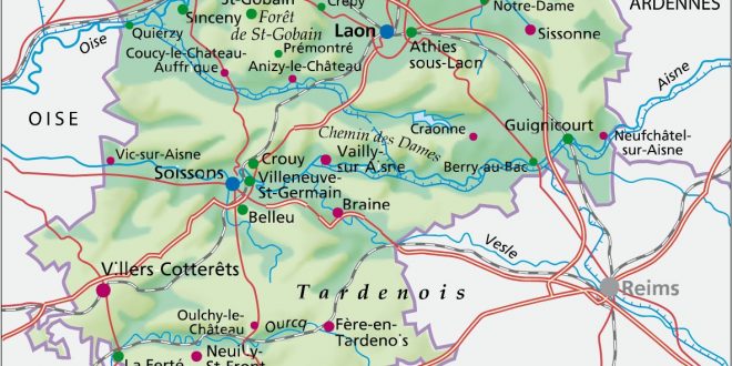 Carte de l'Aisne - Aisne carte du département 02 - villes, sites