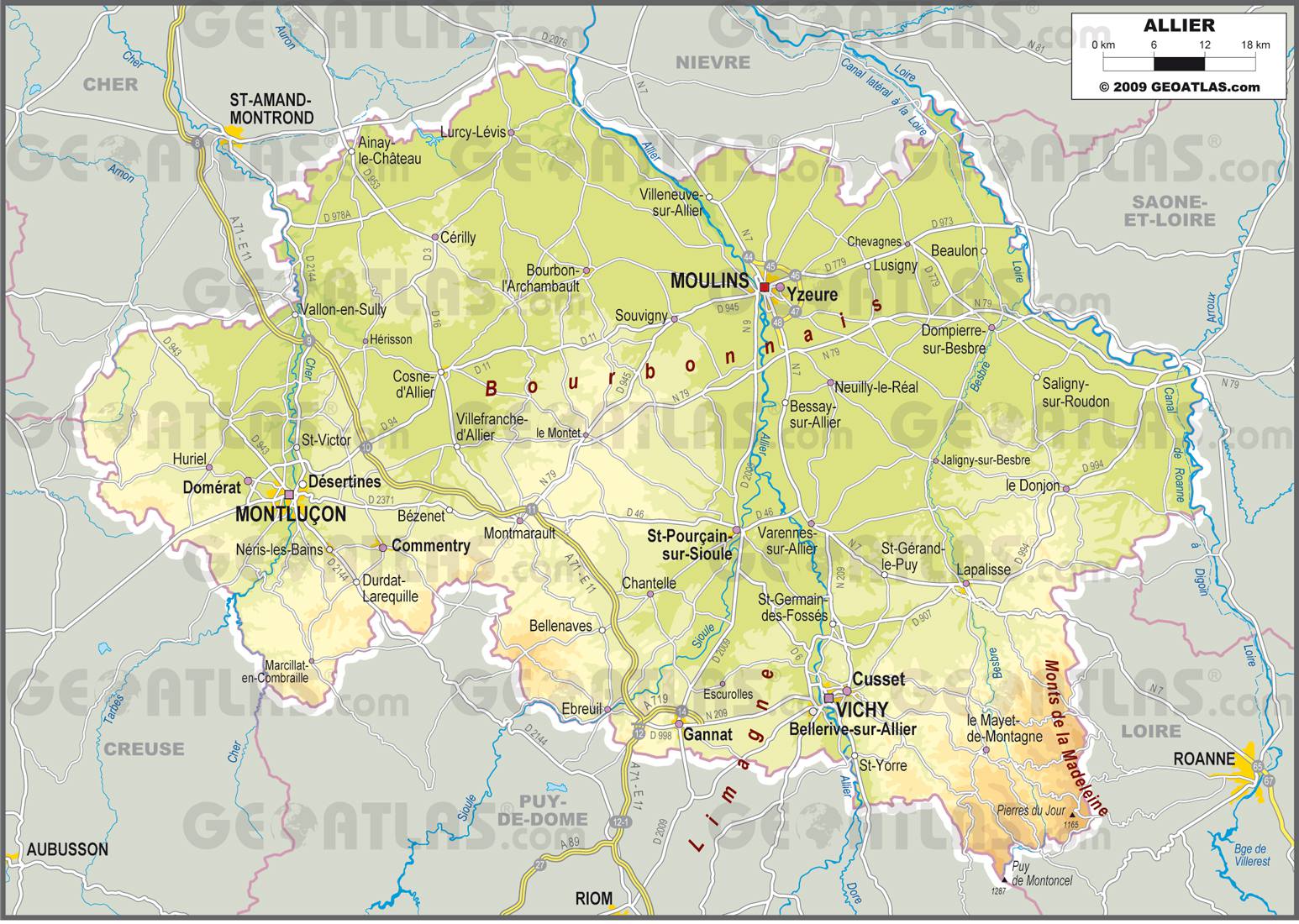 Carte de l'Allier Carte de l'Allier