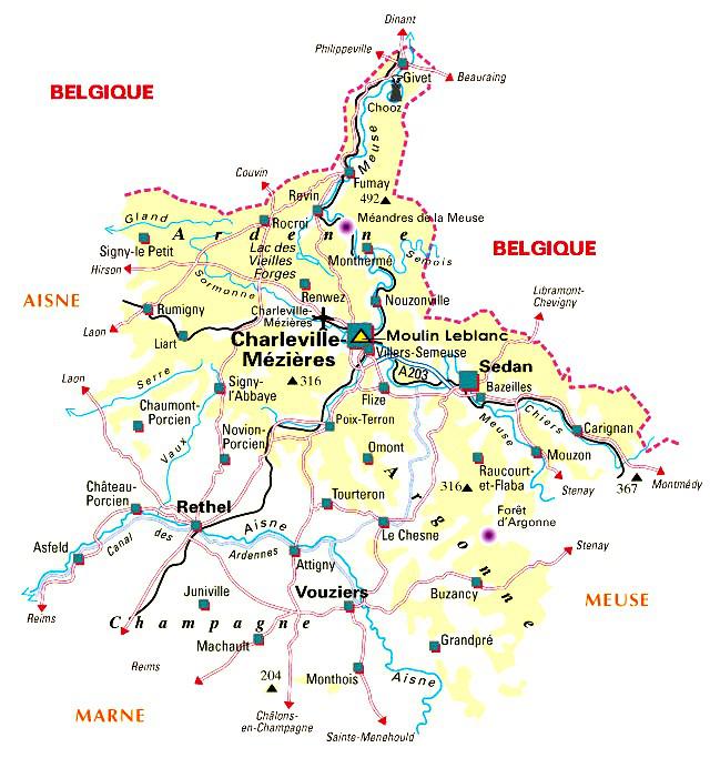 Carte des Ardennes - Politique Carte des Ardennes - Politique