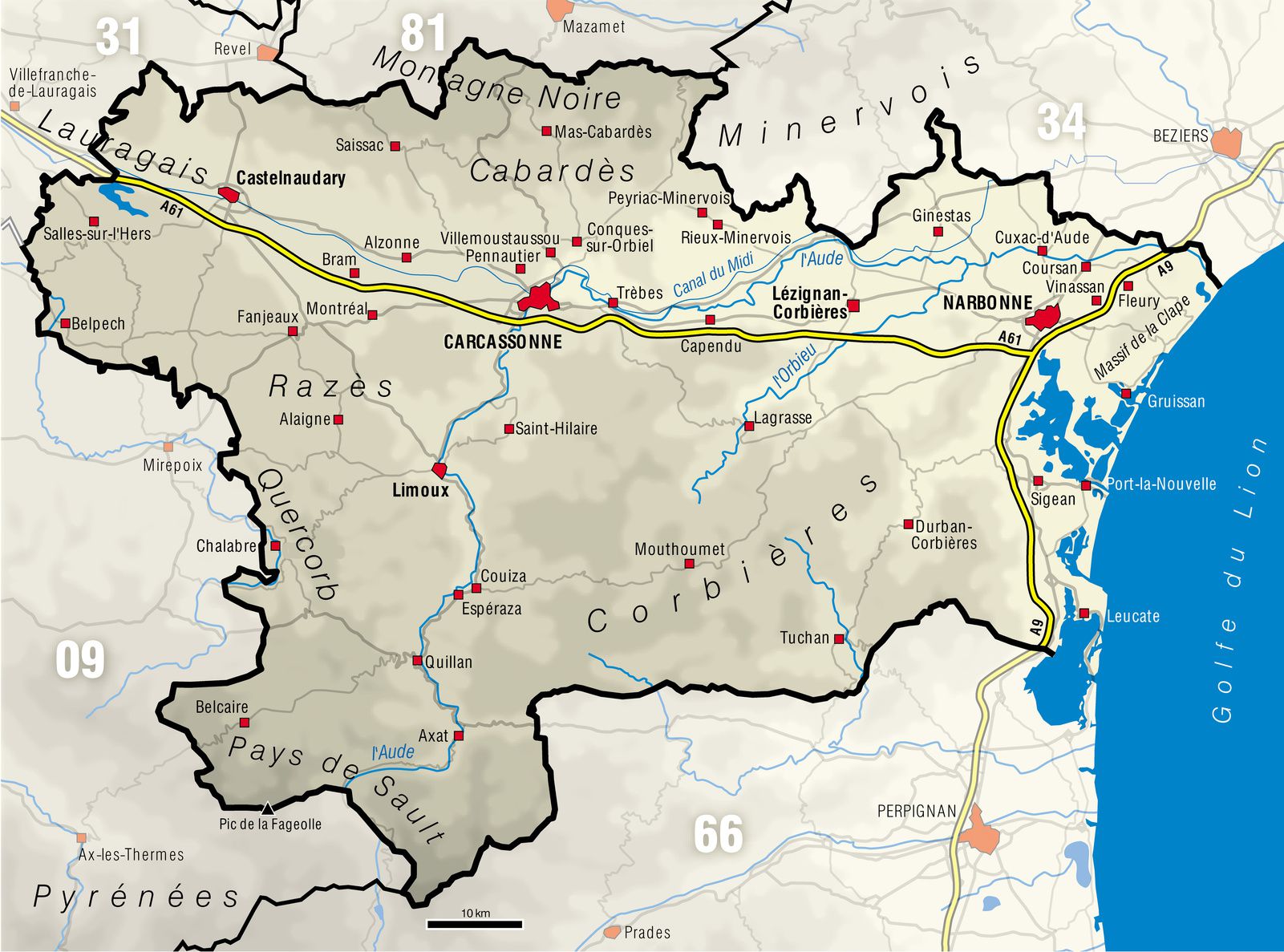 Carte De L Aude Aude Carte Du Departement 11 Villes Sites Touristiques