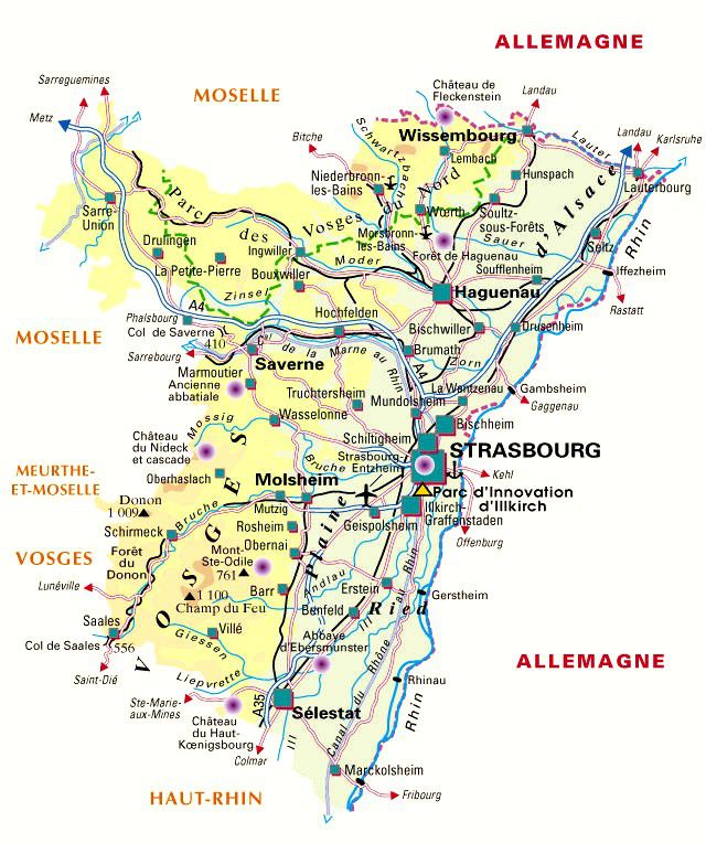 bas rhin carte - Image